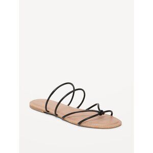 NWT Old Navy Black Faux-Leather Strappy Knotted Sandals 11